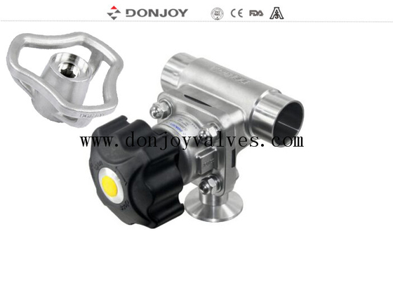 Manual DN40 3 Way Bio Pharmaceutical Diaphragm Valve With Plastic Handle