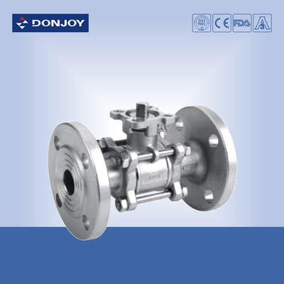 JIS-Flanged Sanitary Ball Valve ,  3 PCS Ball valve With flange Connection