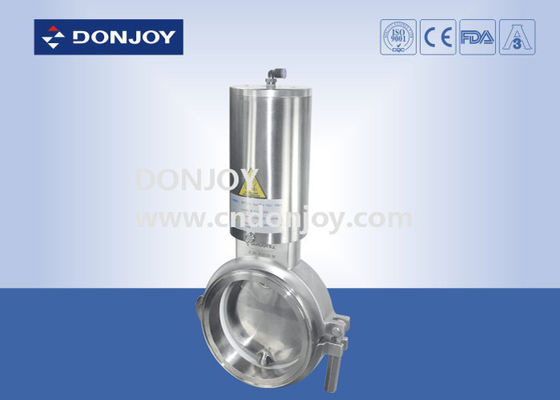 Sanitary Grade 12 inch double acting  Stainless steel 316 Pneumatic Butterfly Valve For Powder