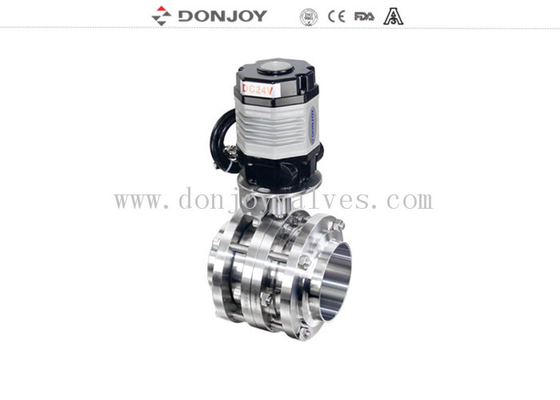 Three Pieces stainless steel butterfly valve Welding end , High sanitary  Butterfly Valve